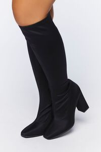 BLACK Knee-High Block Heel Boots (Wide), image 1