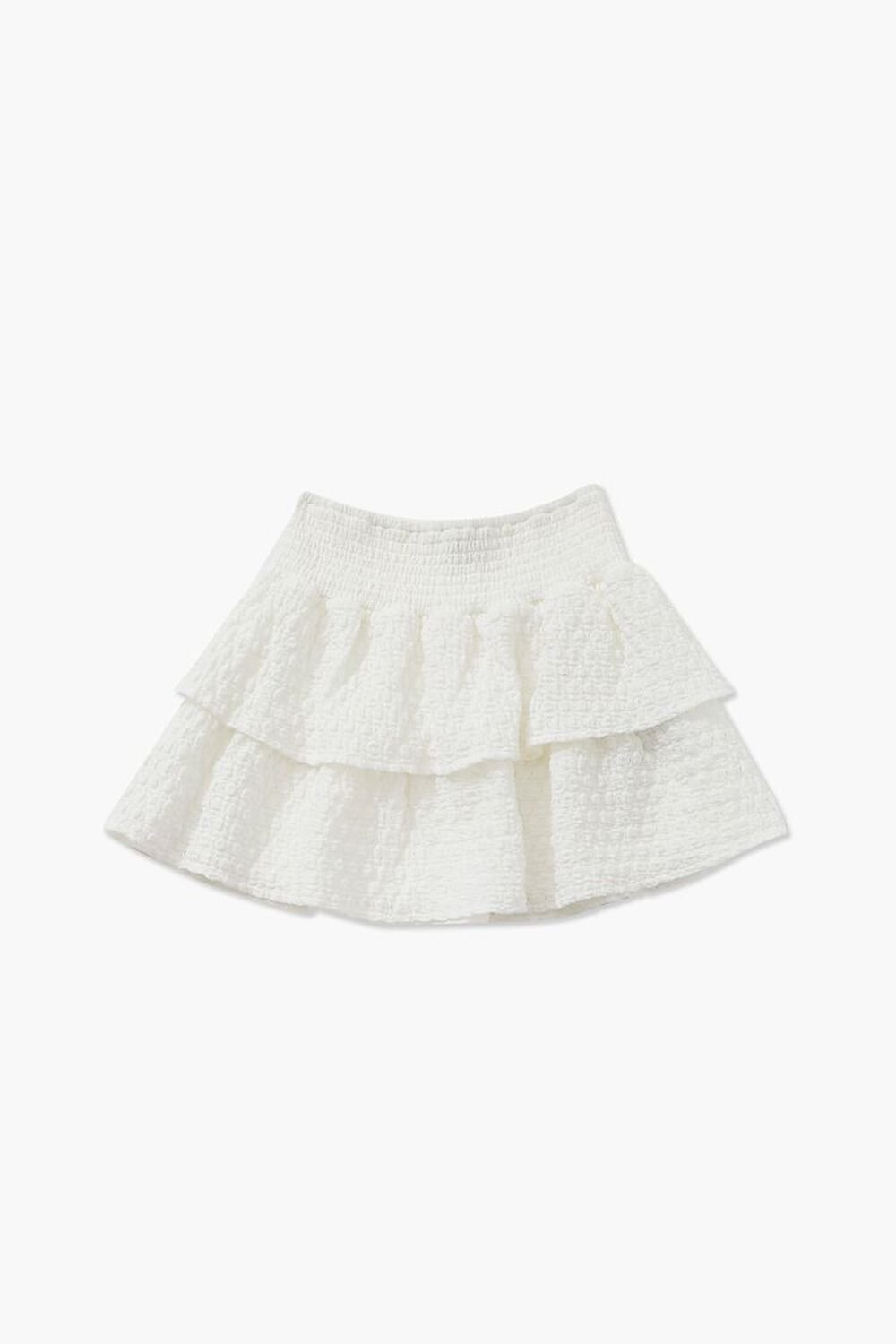 WHITE Girls Tiered Flounce Skirt (Kids), image 1