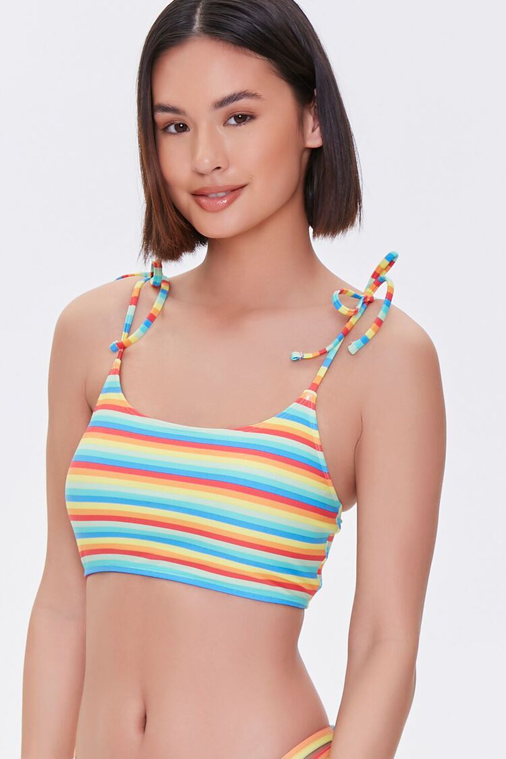RAINBOW Rainbow Striped Bikini Top, image 1