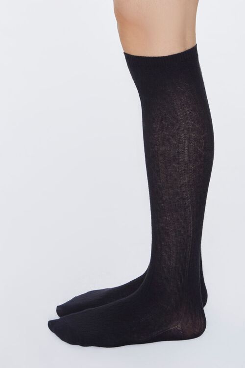 BLACK/BLACK Ribbed Knee-High Sock Set, image 2