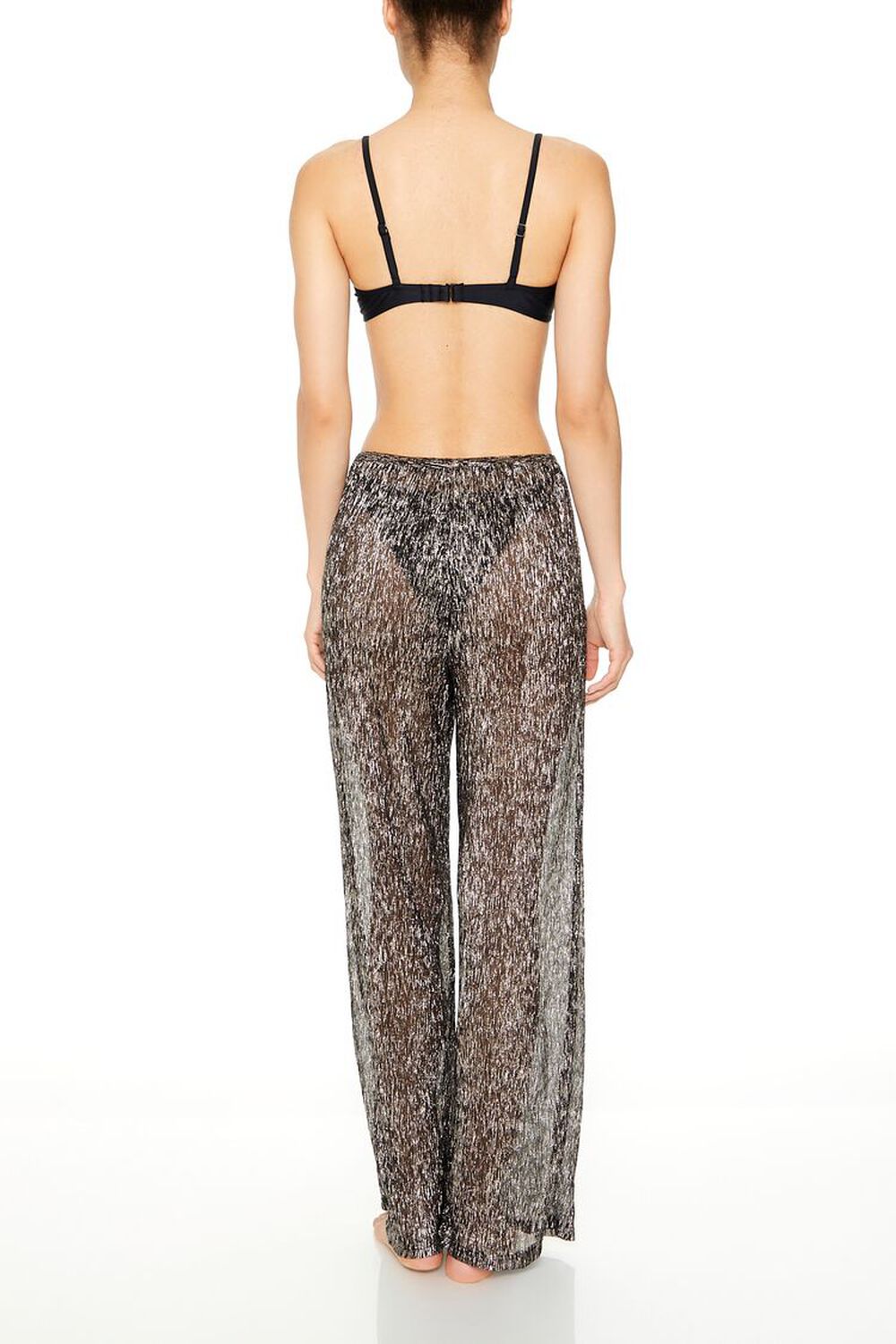 BLACK Shimmery Swim Cover-Up Pants, image 3