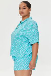 BLUE/SHERBERT Plus Size Wavy Checkered Shirt, image 2