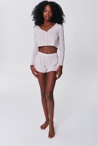 OATMEAL Pointelle Cropped Lounge Top, image 4