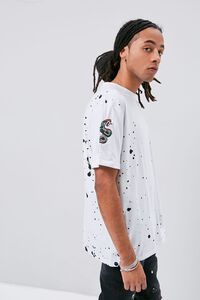 WHITE/MULTI Embroidered Graphic Paint Splatter Tee, image 2