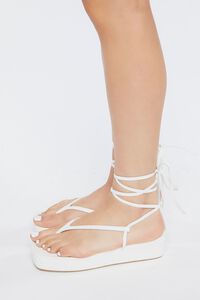 WHITE Lace-Up Platform Thong Sandals, image 2