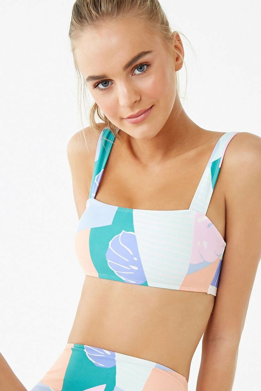 Leaf Print Bralette Bikini Top, image 1