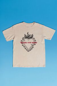 TAUPE/MULTI Hecho Con Amor Embroidered Tee, image 1