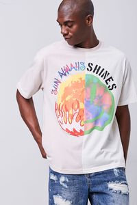 TAUPE/WHITE Sun Always Shines Spliced Graphic Tee, image 1