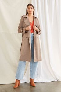 Belted Faux Suede Trench Jacket, image 4