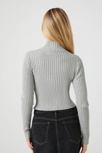 GREY Half-Zip Funnel Neck Sweater, image 3