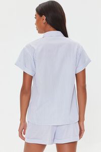 WHITE/NAVY Pinstriped Pajama Shirt & Shorts Set, image 3