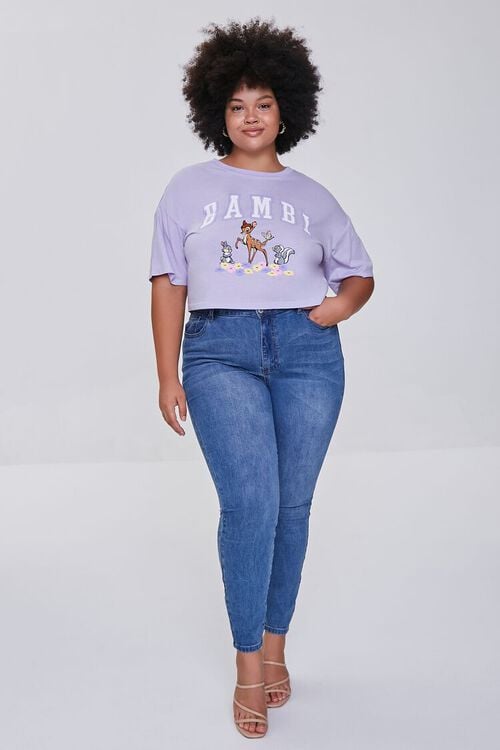 LILAC/MULTI Plus Size Bambi Graphic Cropped Tee, image 4