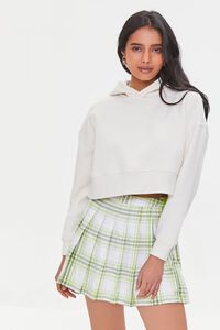 LIME/MULTI Pleated Plaid Mini Skirt, image 1