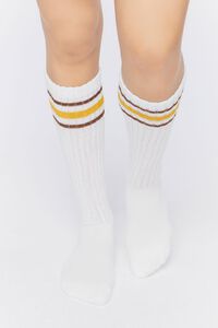 WHITE/YELLOW Varsity-Striped Crew Socks, image 4