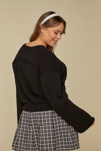 BLACK Plus Size Cropped Cardigan Sweater, image 3