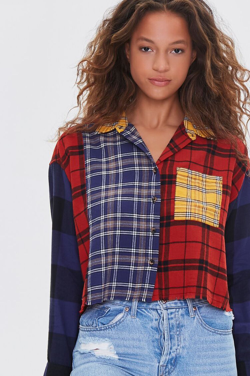 RED/MULTI Reworked Flannel Shirt, image 1