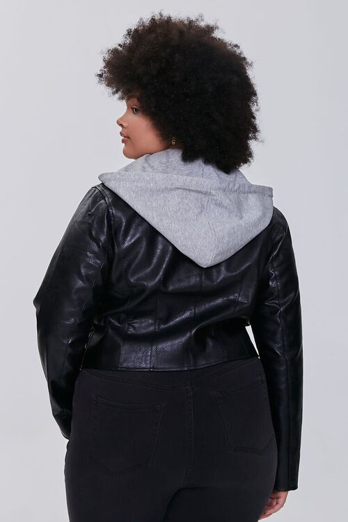BLACK/GREY Plus Size Combo Moto Jacket, image 3