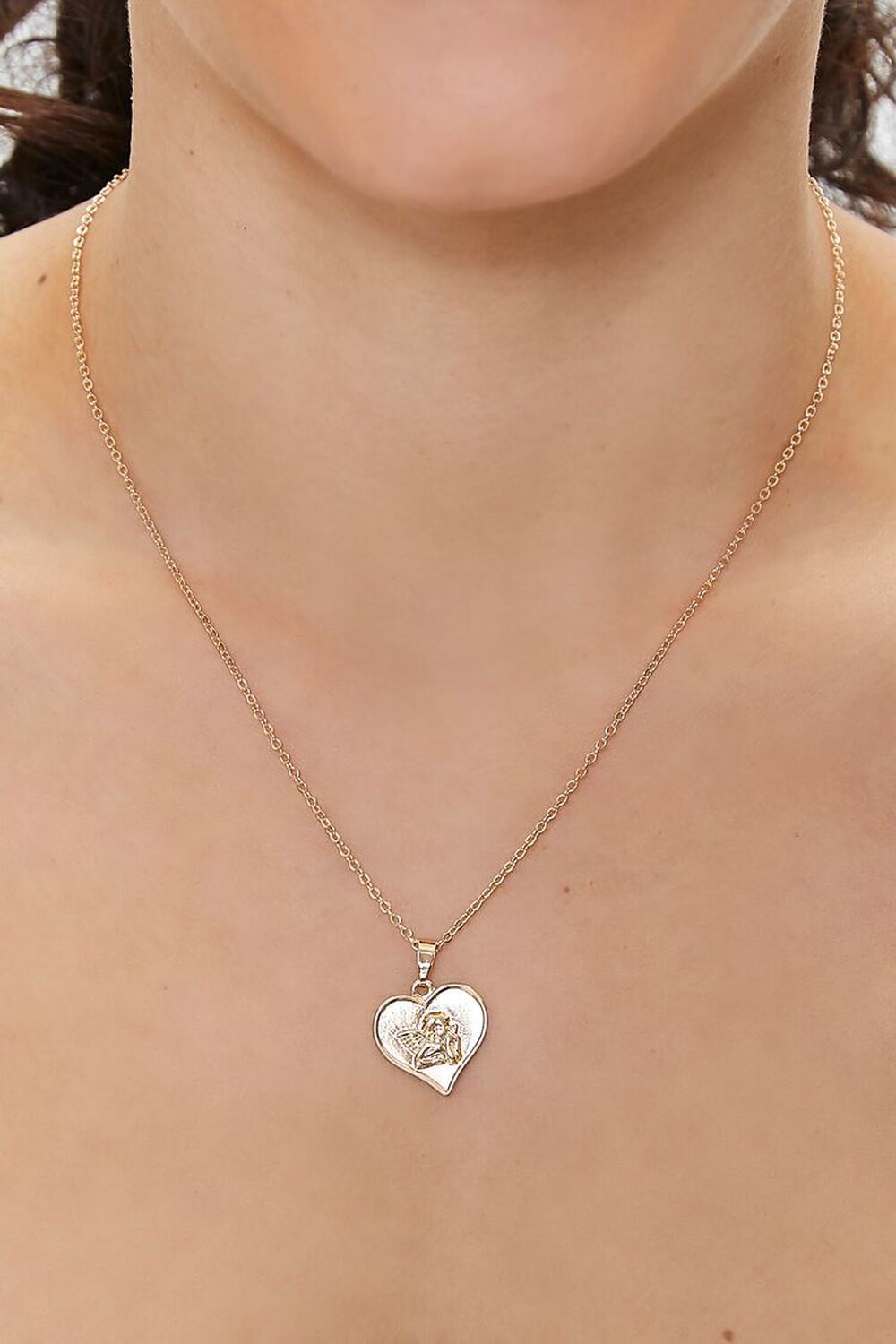 GOLD Cherub Heart Pendant Necklace, image 1