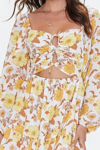 IVORY/MULTI Cutout Floral Print Mini Dress, image 5