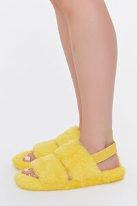 YELLOW Faux Fur Backstrap Slippers, image 2