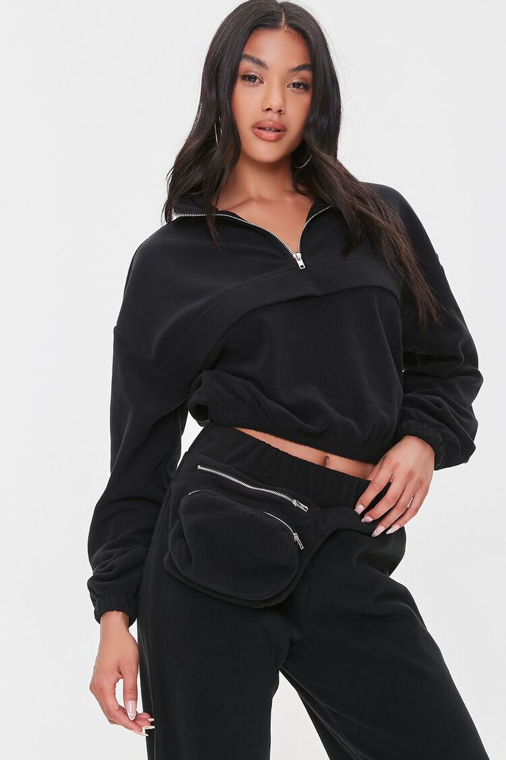 BLACK Fleece Half-Zip Pullover, image 1