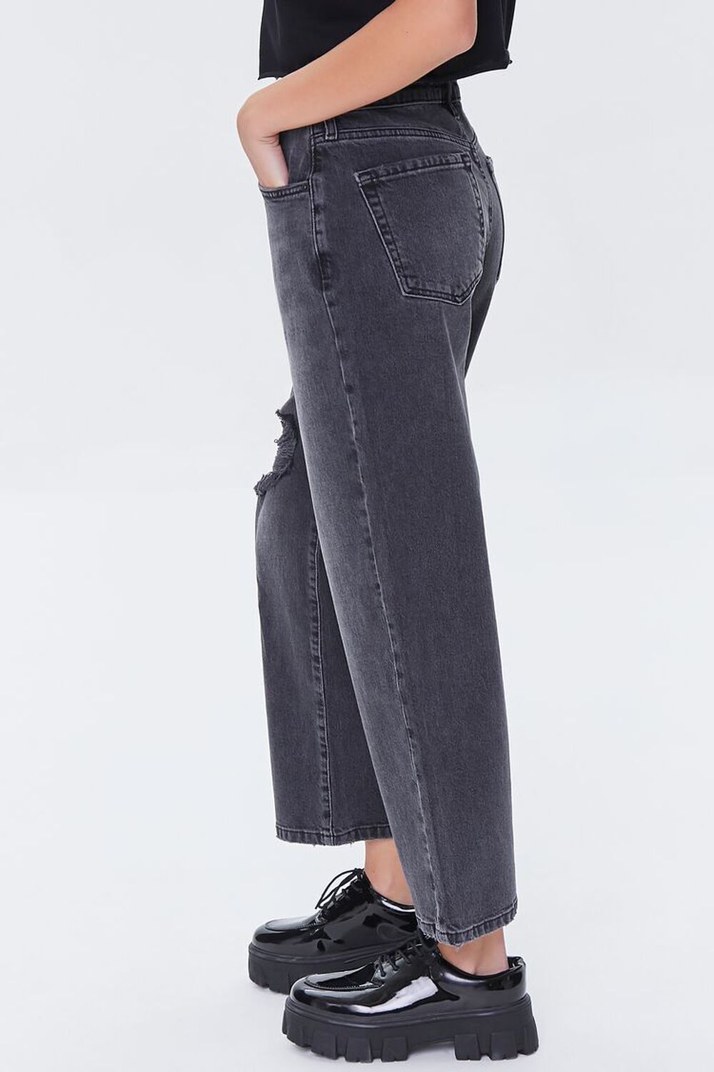 WASHED BLACK Recycled Cotton High-Rise Straight Jeans, image 3