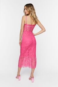 HOT PINK Lace Sweetheart Midi Dress, image 3