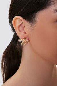 GOLD Insect Pendant Stud Earrings, image 1