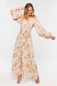 BEIGE/MULTI Floral Belted Maxi Dress, image 4