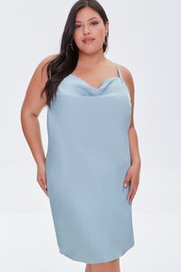 DUSTY BLUE Plus Size Cami Slip Dress, image 1