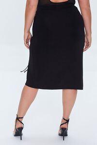 BLACK Plus Size Ruched Drawstring Skirt, image 4