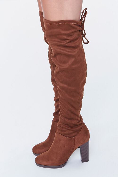 BROWN Faux Suede Over-the-Knee Boots, image 2
