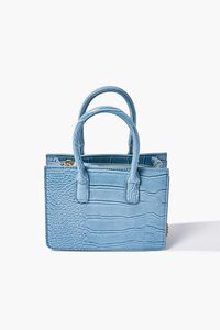 BLUE Faux Leather Top Handle Crossbody Bag, image 4