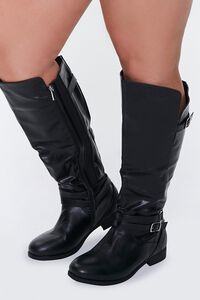 Faux Leather Buckled Boots (Wide), image 1