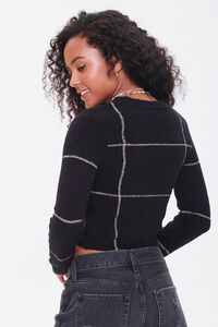 BLACK/YELLOW Cropped Grid Sweater, image 3