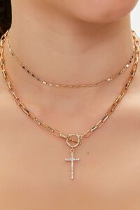 GOLD Upcycled Cross Layered Necklace, image 1