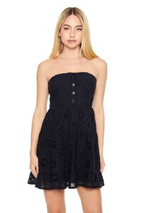 BLACK Strapless Eyelet Bustier Mini Dress, image 4