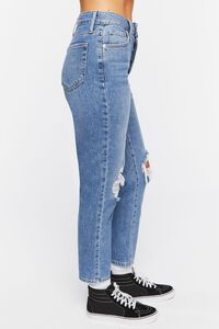 DARK DENIM Recycled Cotton Distressed Mom Jeans, image 3