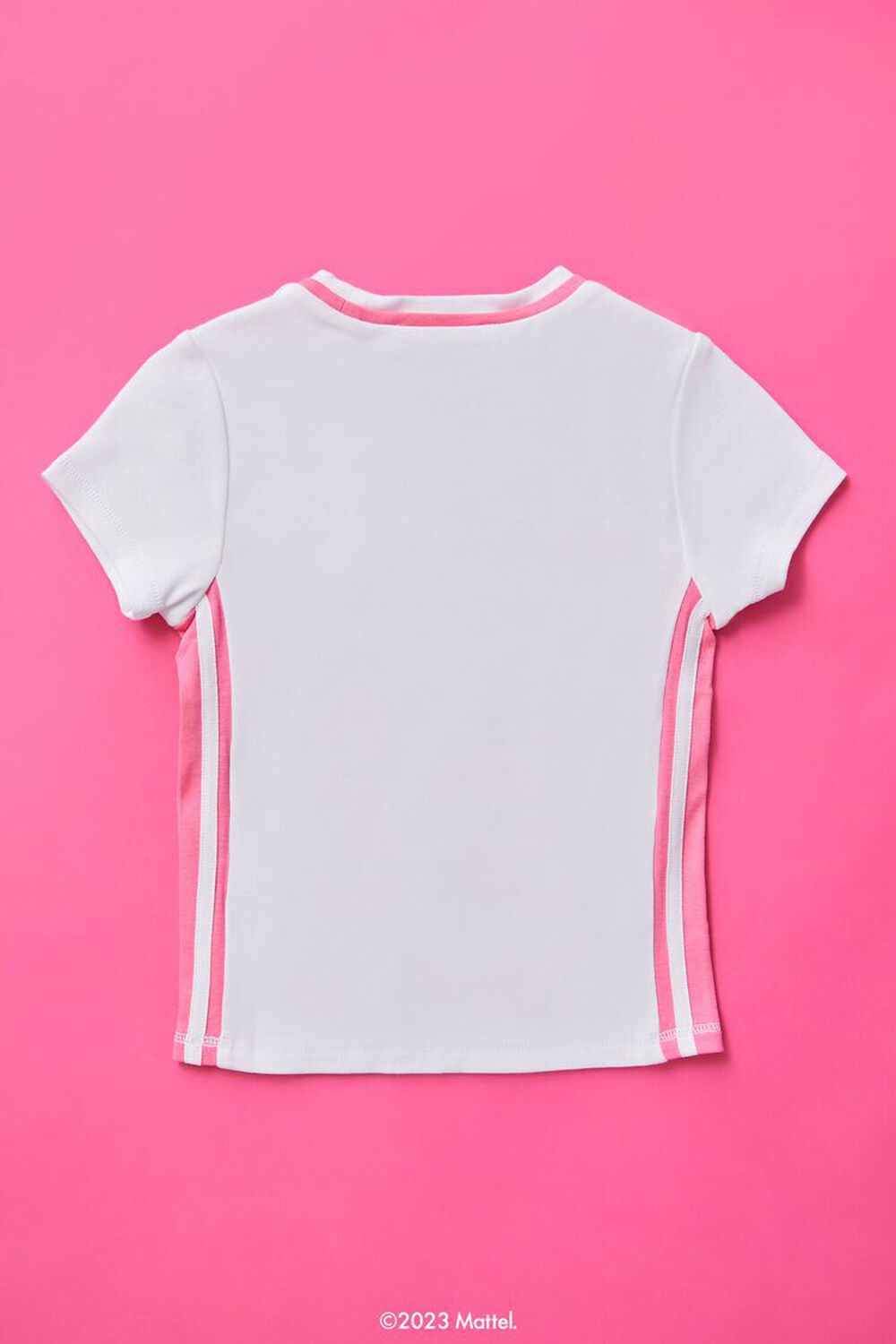 WHITE/PINK Girls Embroidered Barbie Tee (Kids), image 2