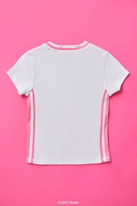 WHITE/PINK Girls Embroidered Barbie Tee (Kids), image 2