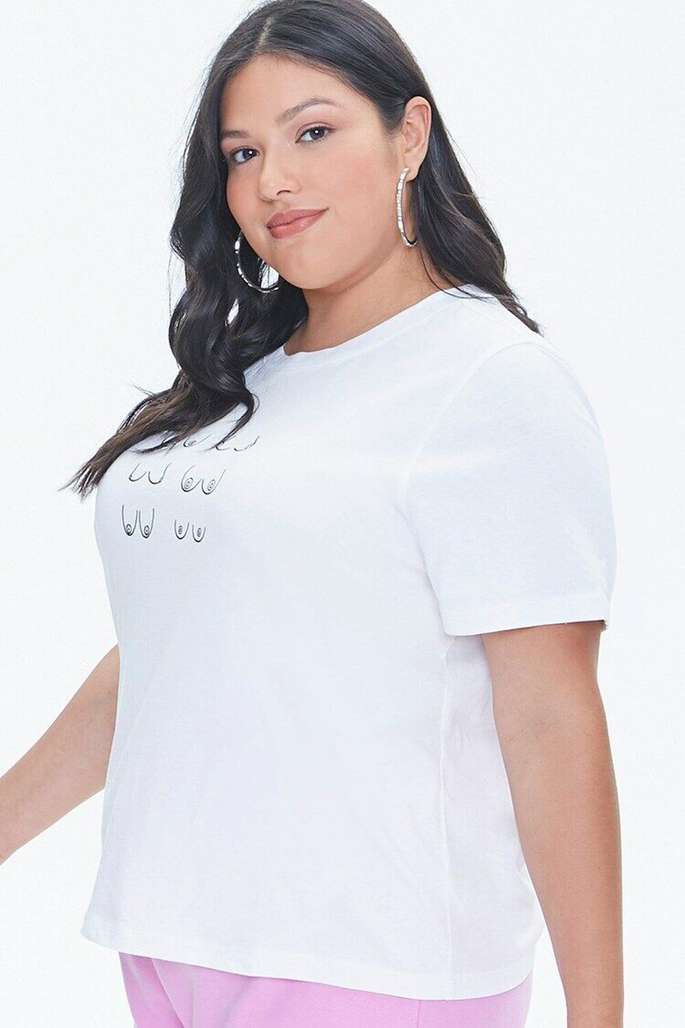 WHITE/BLACK Plus Size Stand Up To Cancer Graphic Tee, image 2