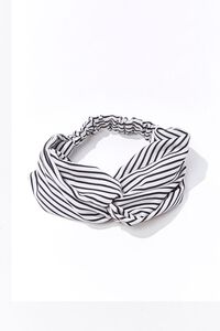 WHITE/BLACK Striped Twist-Top Headwrap, image 1