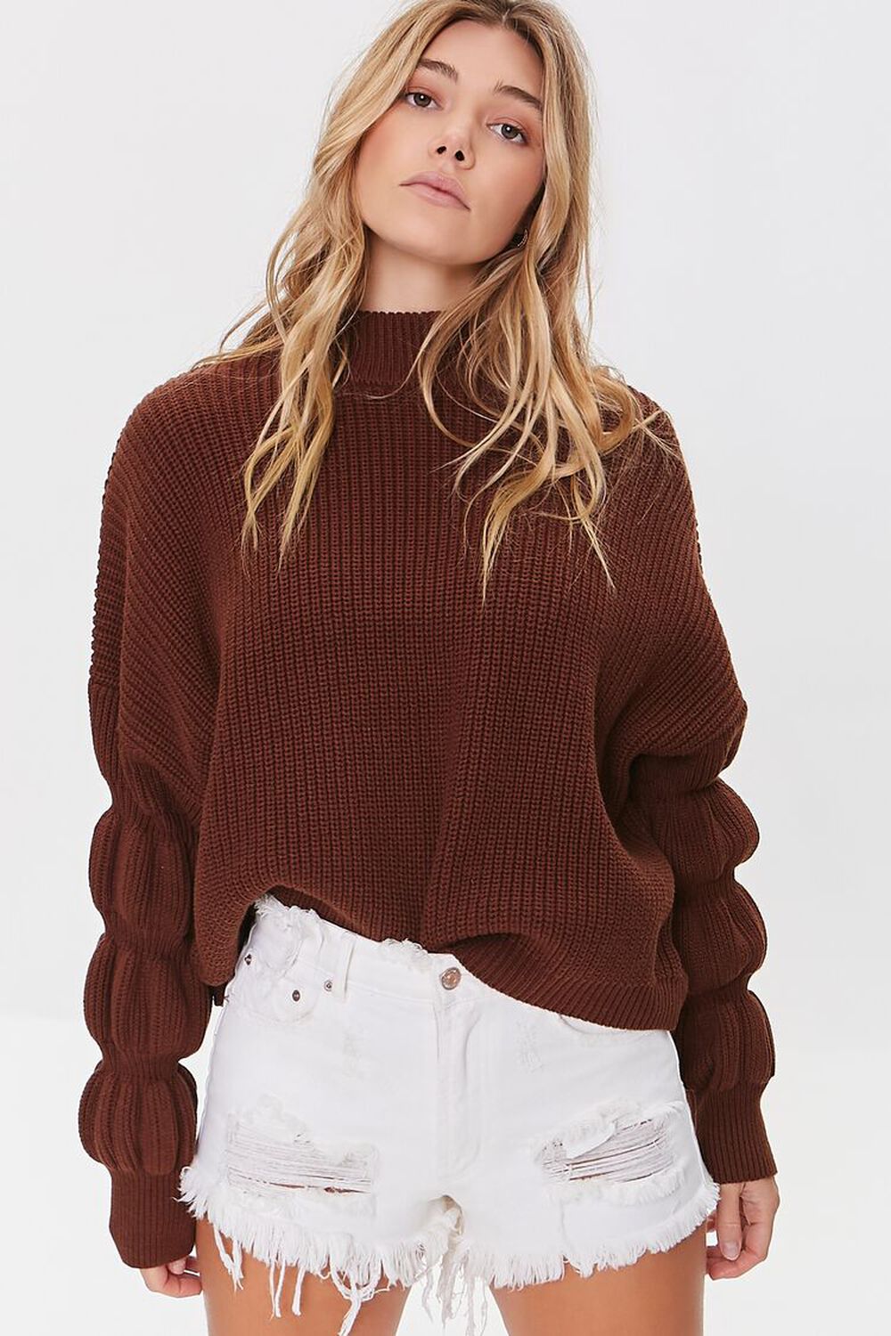 Tiered Mock Neck Sweater