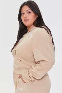 TAUPE/WHITE Plus Size Los Angeles Graphic Zip-Up Hoodie, image 2