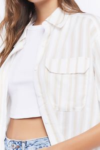 WHITE/SAFARI Striped Curved-Hem Shirt, image 5
