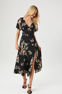 BLACK/MULTI Chiffon Floral Print Maxi Dress, image 4