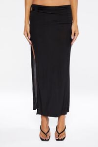BLACK O-Ring Slit Maxi Skirt, image 2