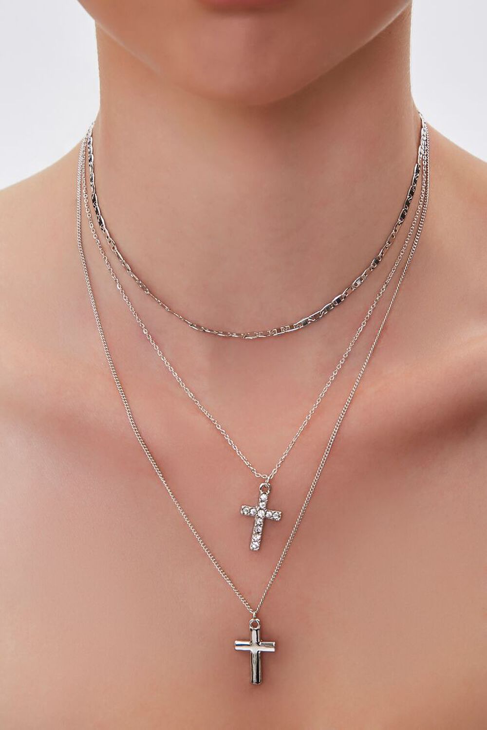 Layered Cross Pendant Necklace, image 1