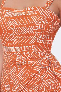 RUST/CREAM Geo Print Faux Wrap Dress, image 5