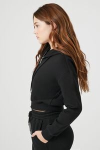 BLACK Basic Fleece Zip-Up Hoodie, image 2